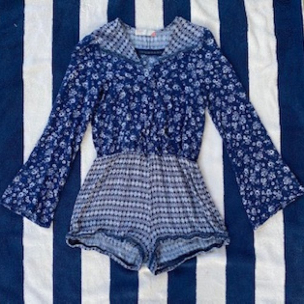 Blue Patterned Romper